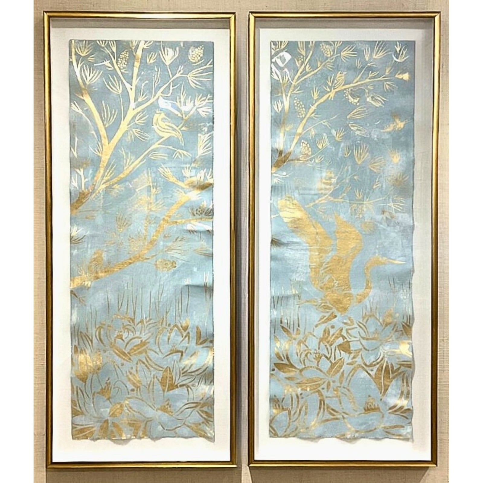 22" x 54" Gilded Textile Art