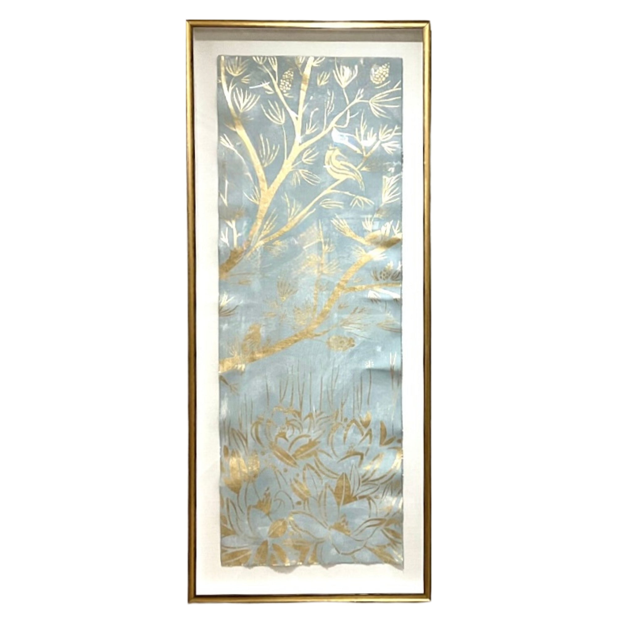 22" x 54" Gilded Textile Art