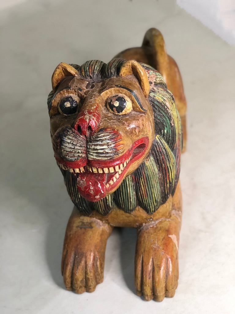 Vintage Carved & Painted Lion