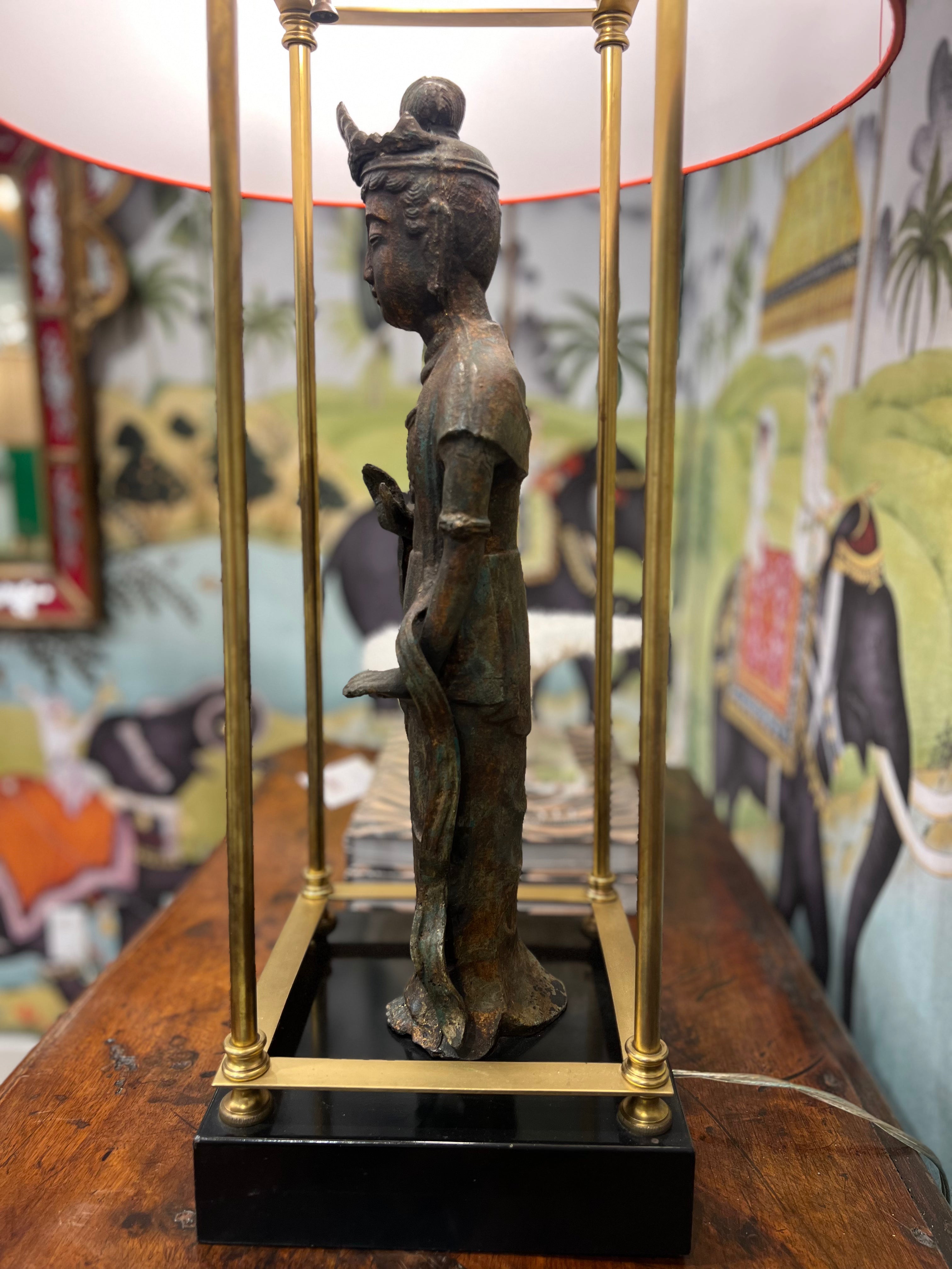 Billy Haines Bronze Asian Figure Lamp c. 1940