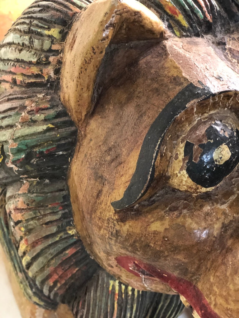 Vintage Carved and Painted Lion