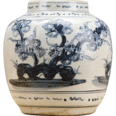 Blue & White Floral Vase-Small