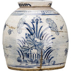 Blue and White Bulb Lidded Jar