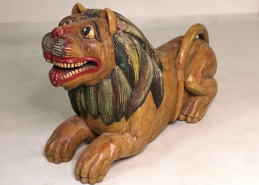 Vintage Carved & Painted Lion
