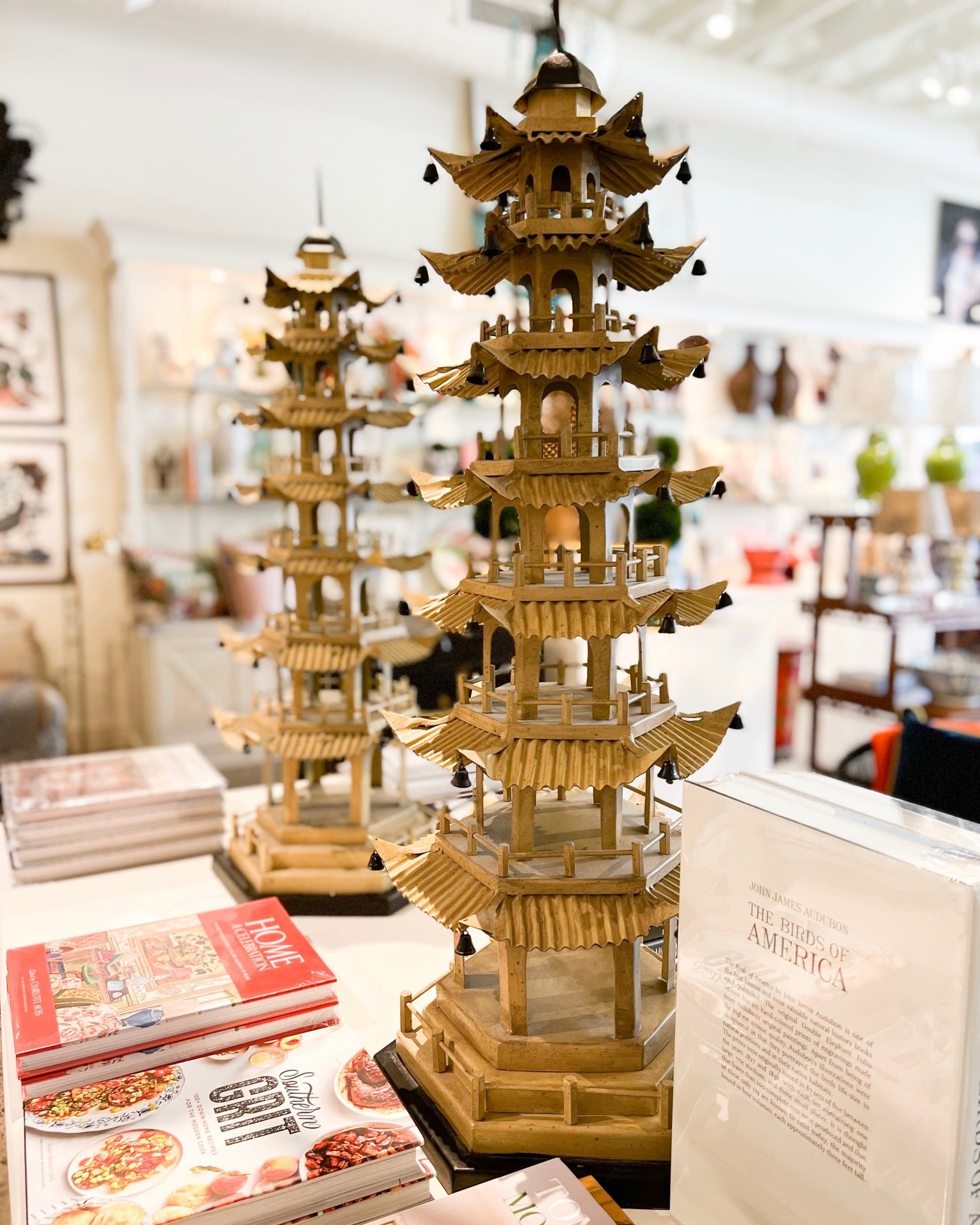 Pair of Antique Tole Pagodas