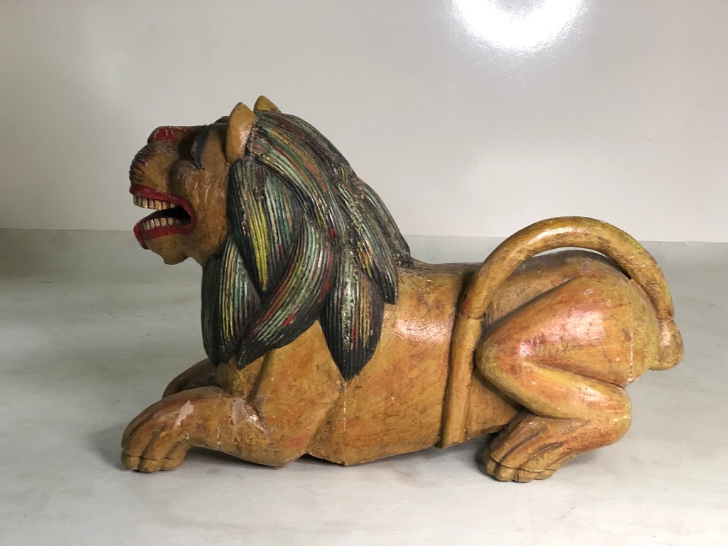 Vintage Carved and Painted Lion