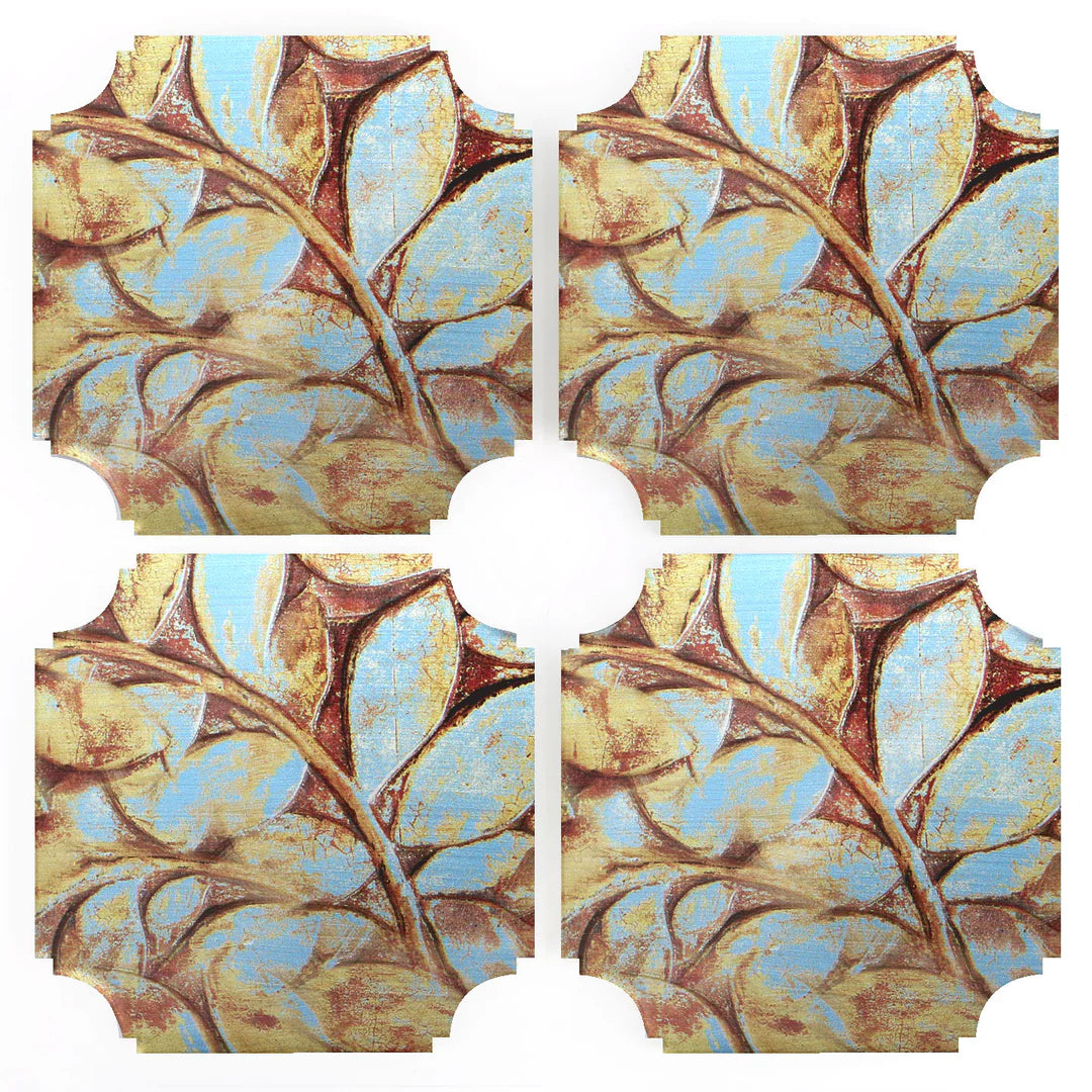 Blue & Silver Leaf Coasters
