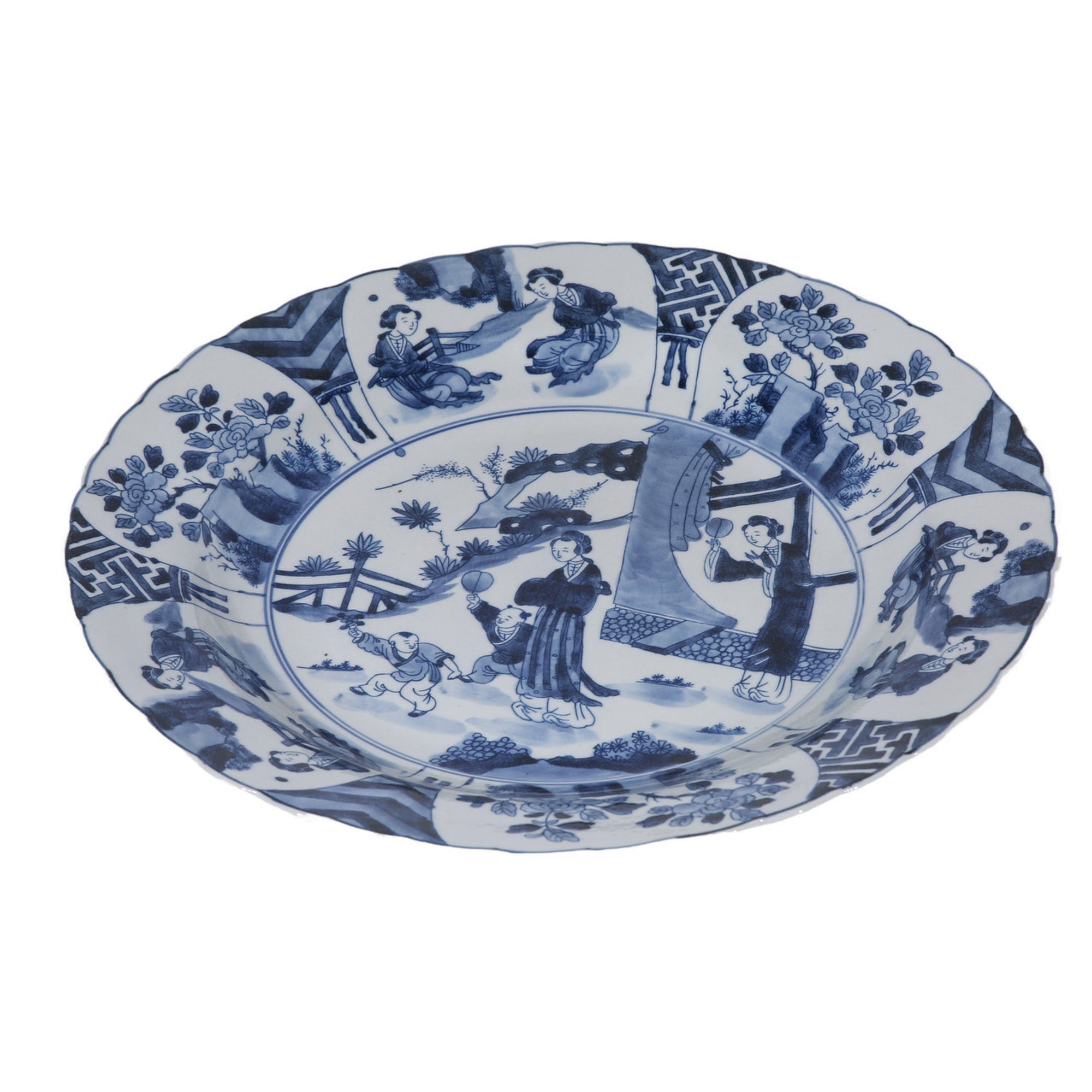 Blue and White Plate with Noble Lady Motif