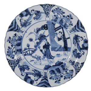 Blue and White Plate with Noble Lady Motif