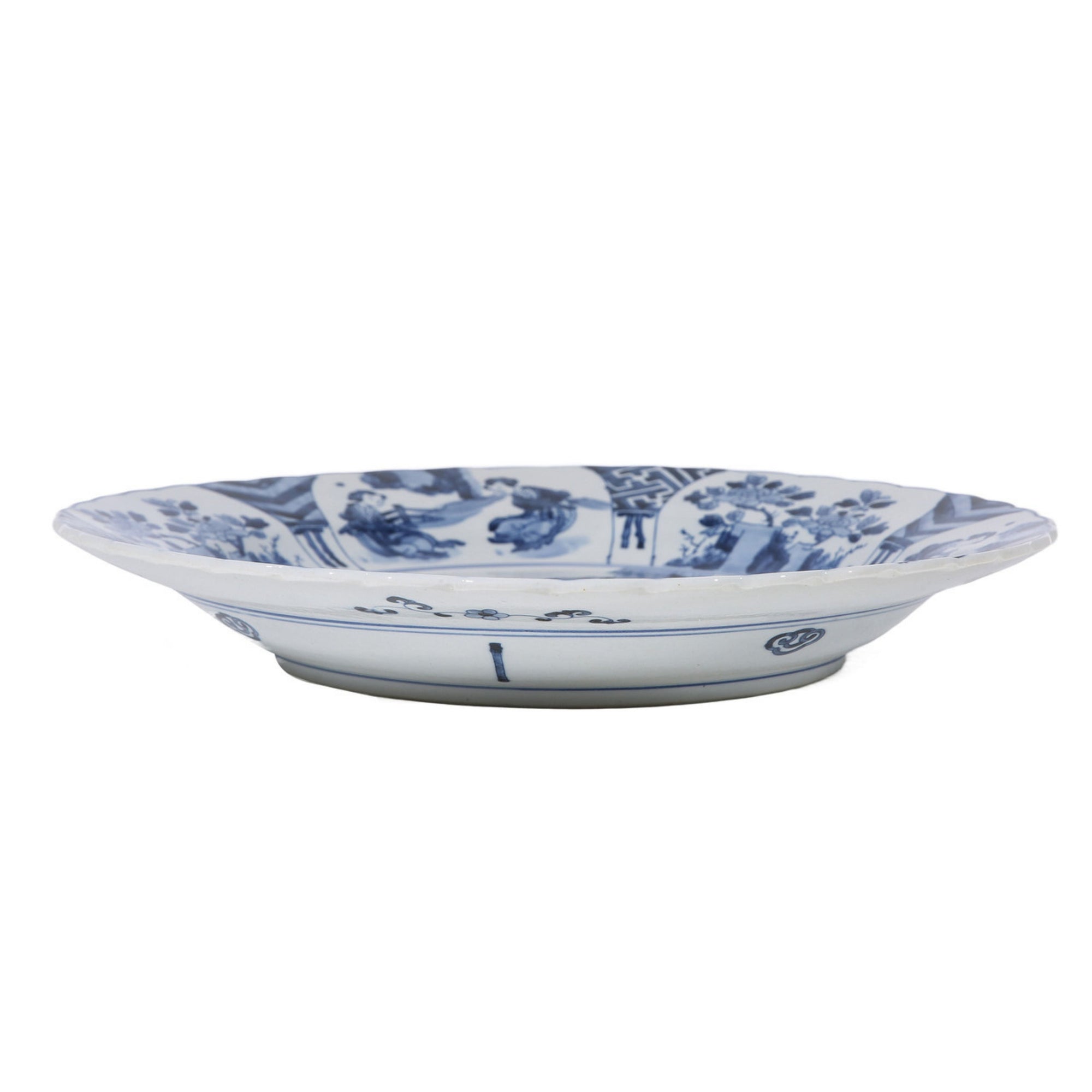 Blue and White Plate with Noble Lady Motif