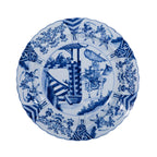 Blue and White Plate with Warrior Motif