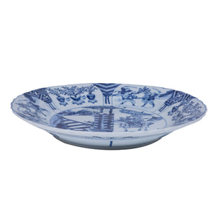 Blue and White Plate with Warrior Motif