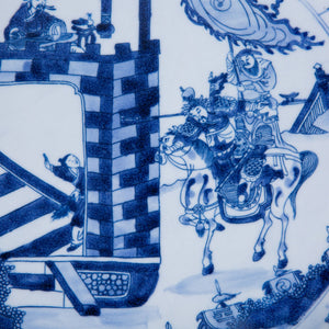 Blue and White Plate with Warrior Motif