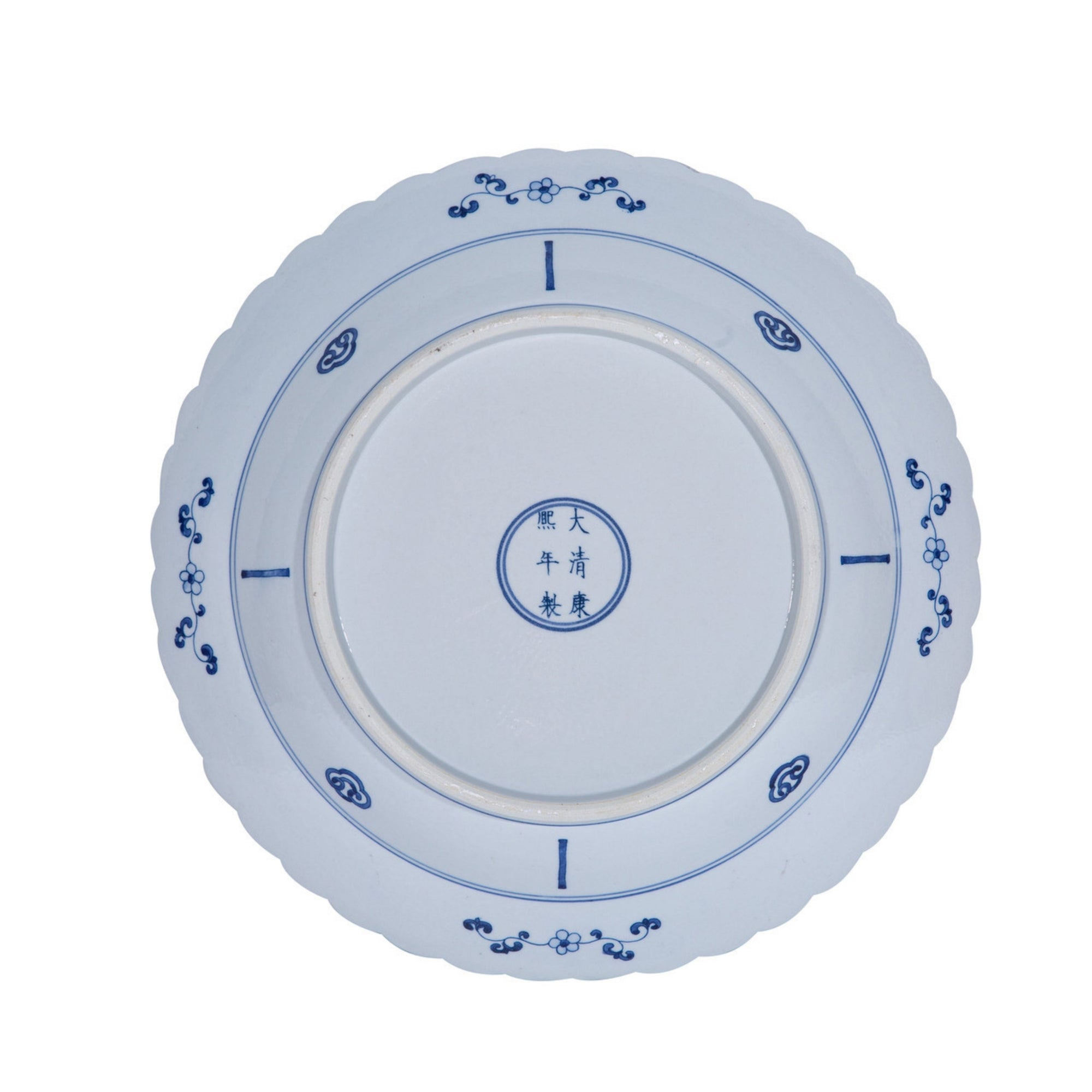 Blue and White Plate with Warrior Motif