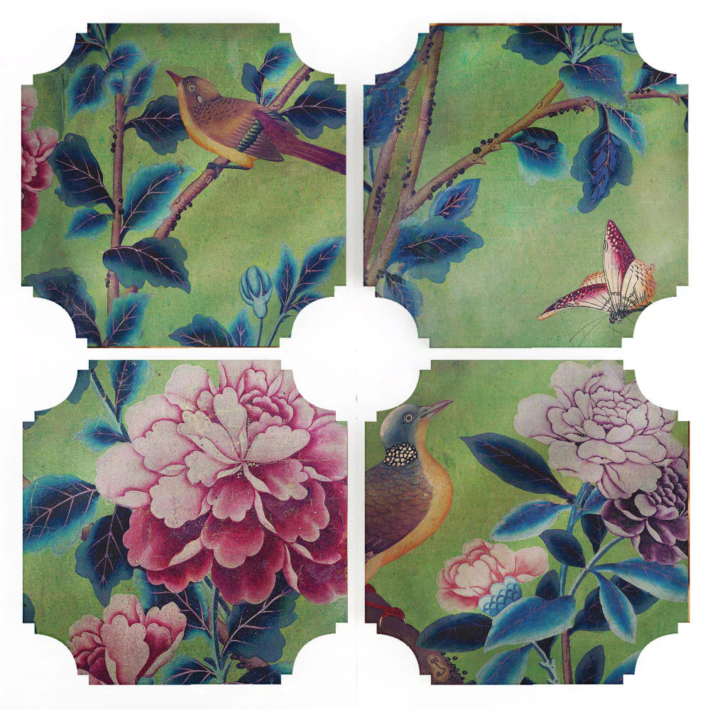 Green Chinoiserie Acrylic Coasters