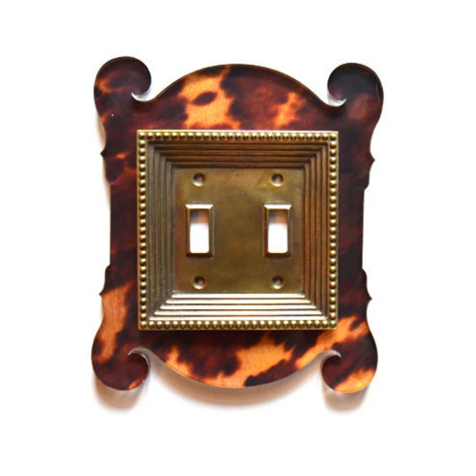 Rococo Double Acrylic & Brass Switch Plates