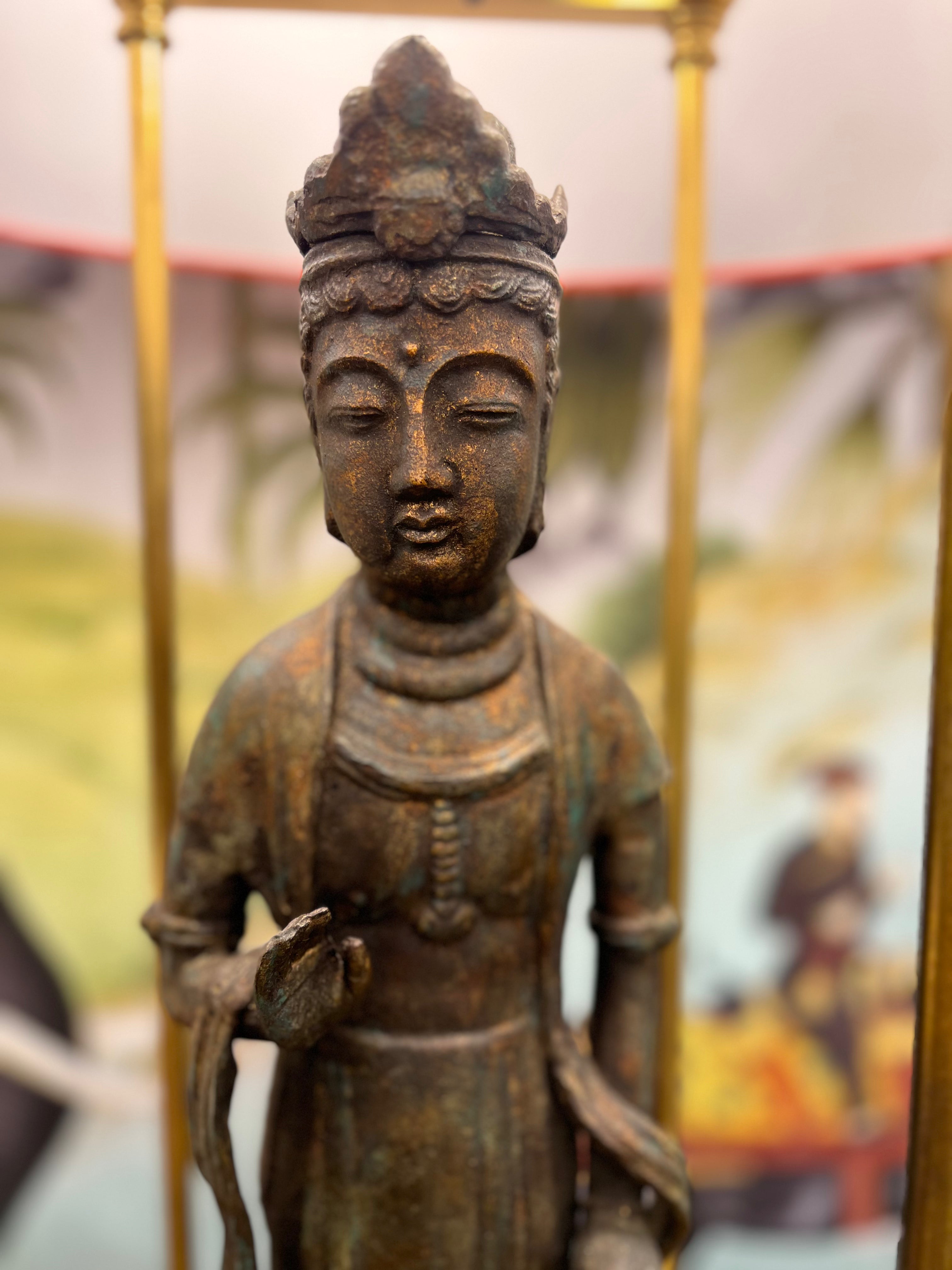 Billy Haines Bronze Asian Figure Lamp c. 1940