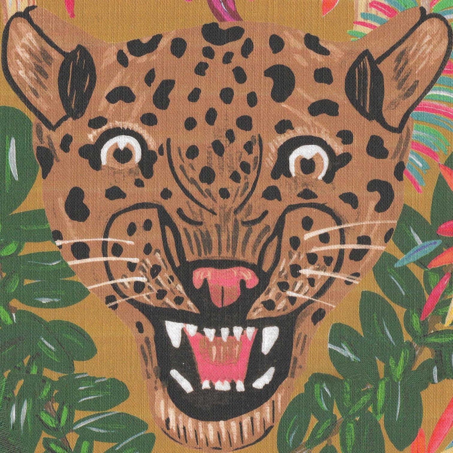 Fierce Leopard Pillow in Ochre
