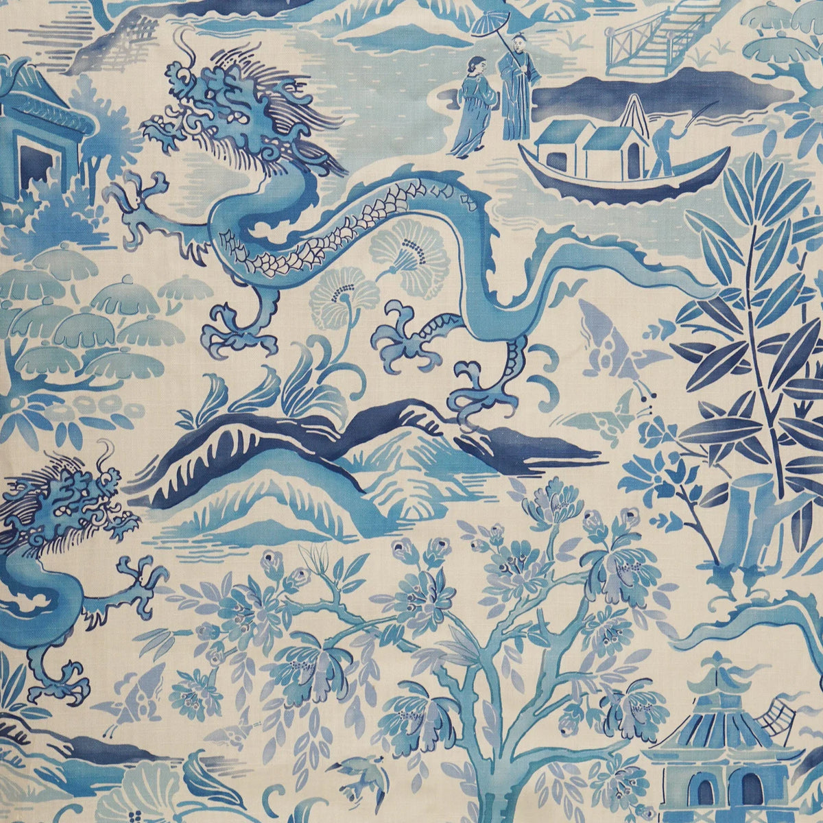 Gardens of Chinoise Pillow in Porcelain Blue