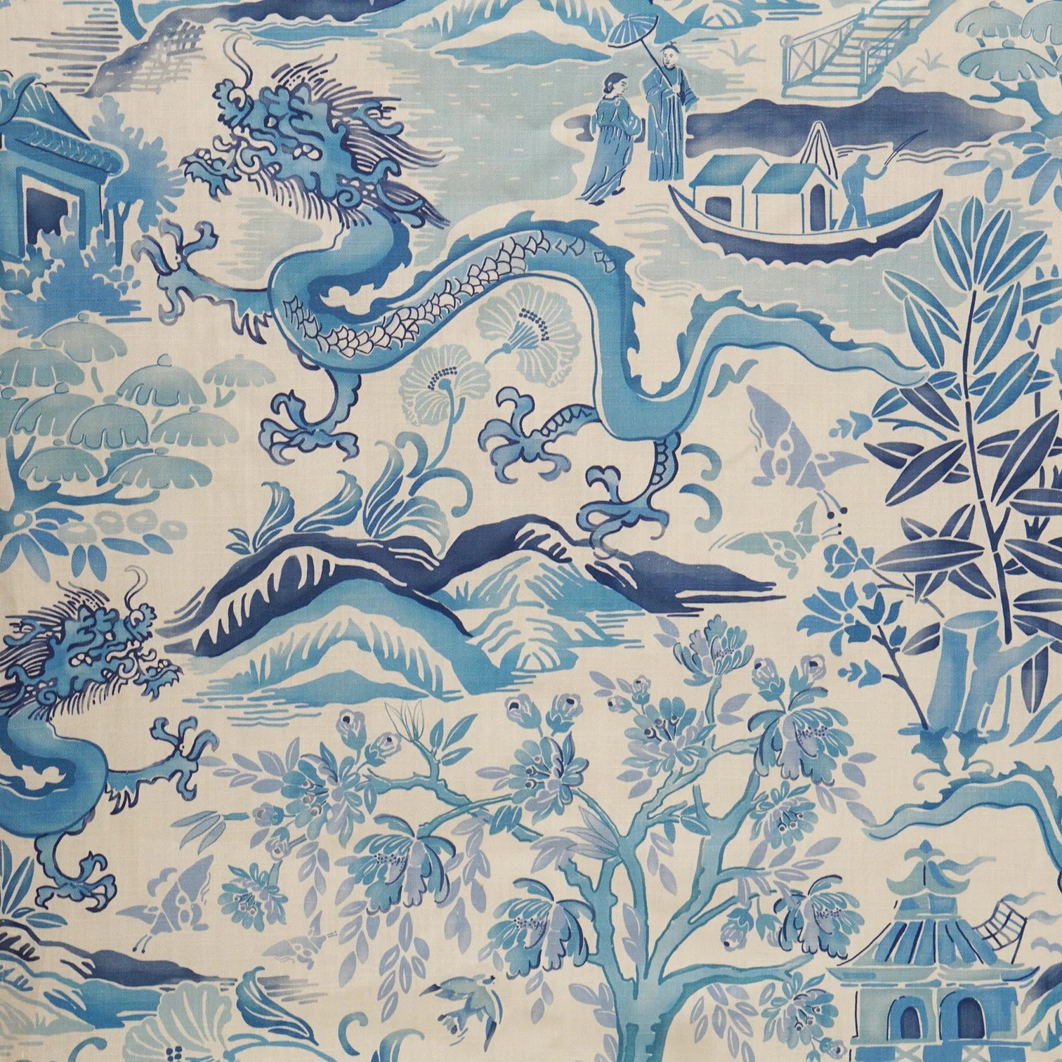 Gardens of Chinoise Pillow in Porcelain Blue