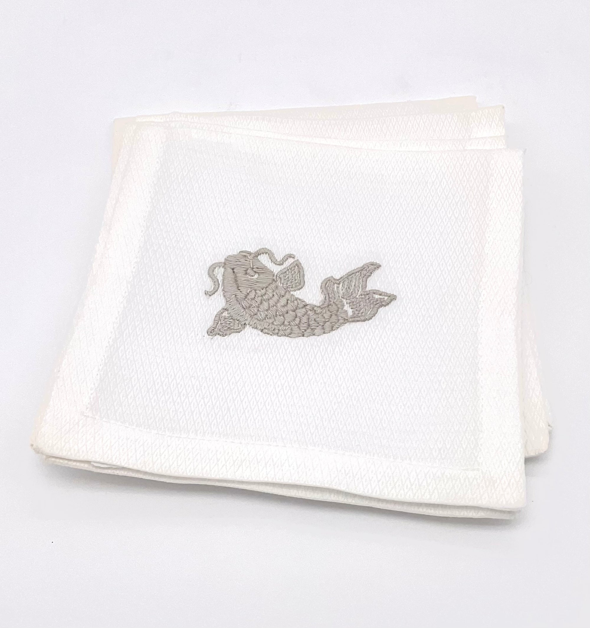 Taupe Koi Cocktail Napkins, Set of 4