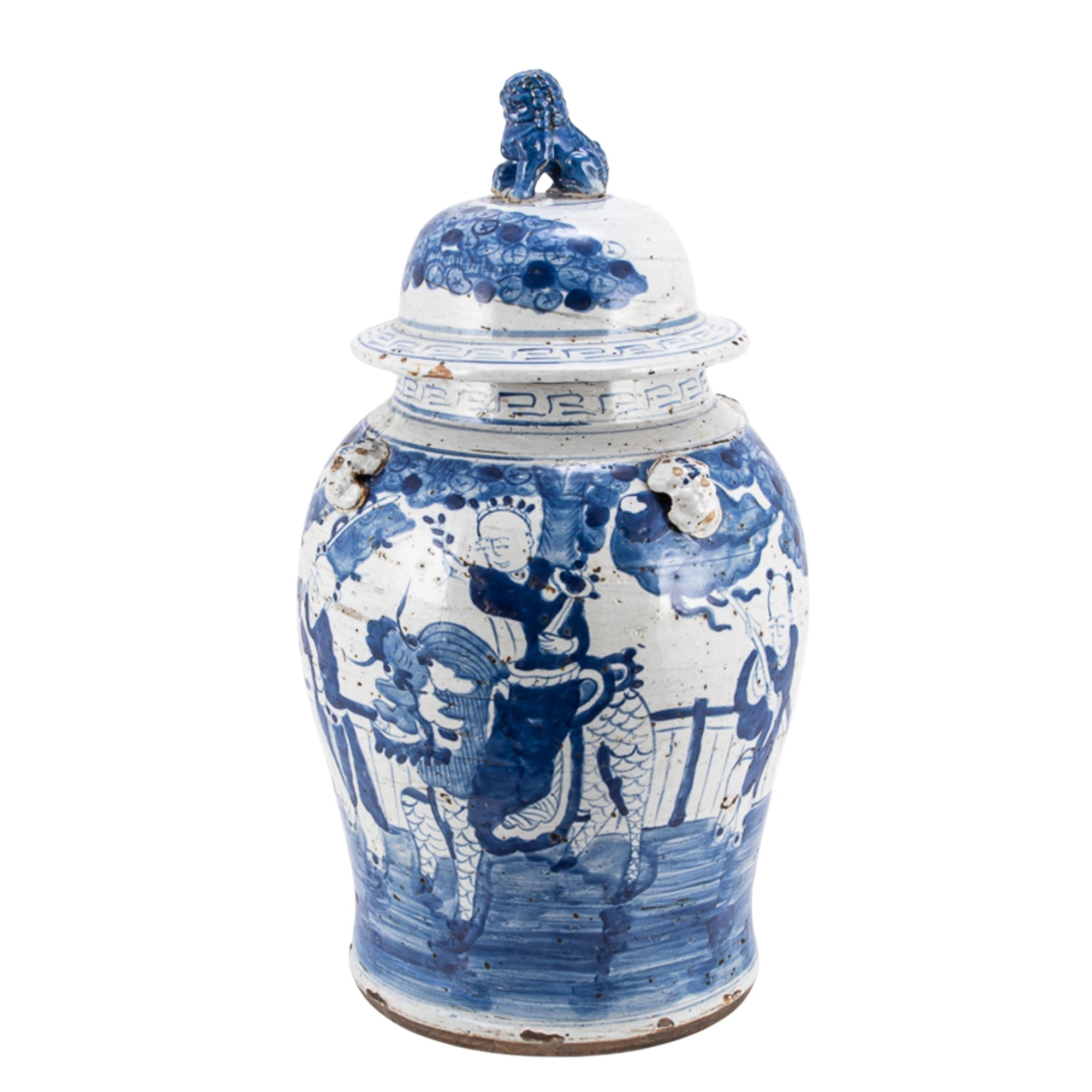 Large Vintage Temple Jar with Enchanted Children Motif