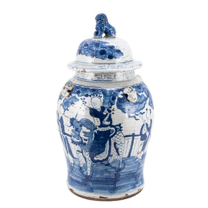 Large Vintage Temple Jar with Enchanted Children Motif