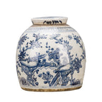Blue and White Bulb Lidded Jar