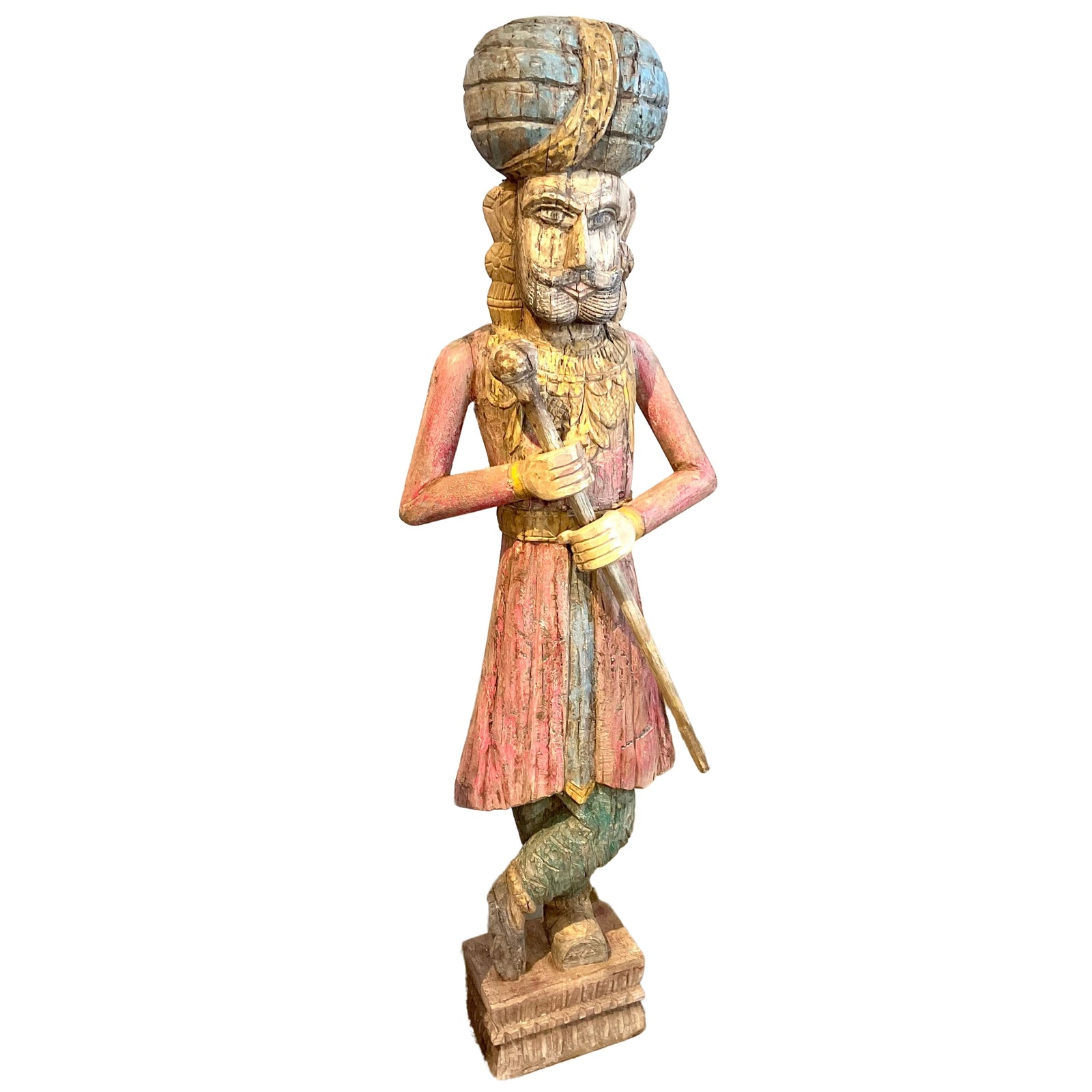 Large Ottoman Empire Hand Carved Wooden Figure