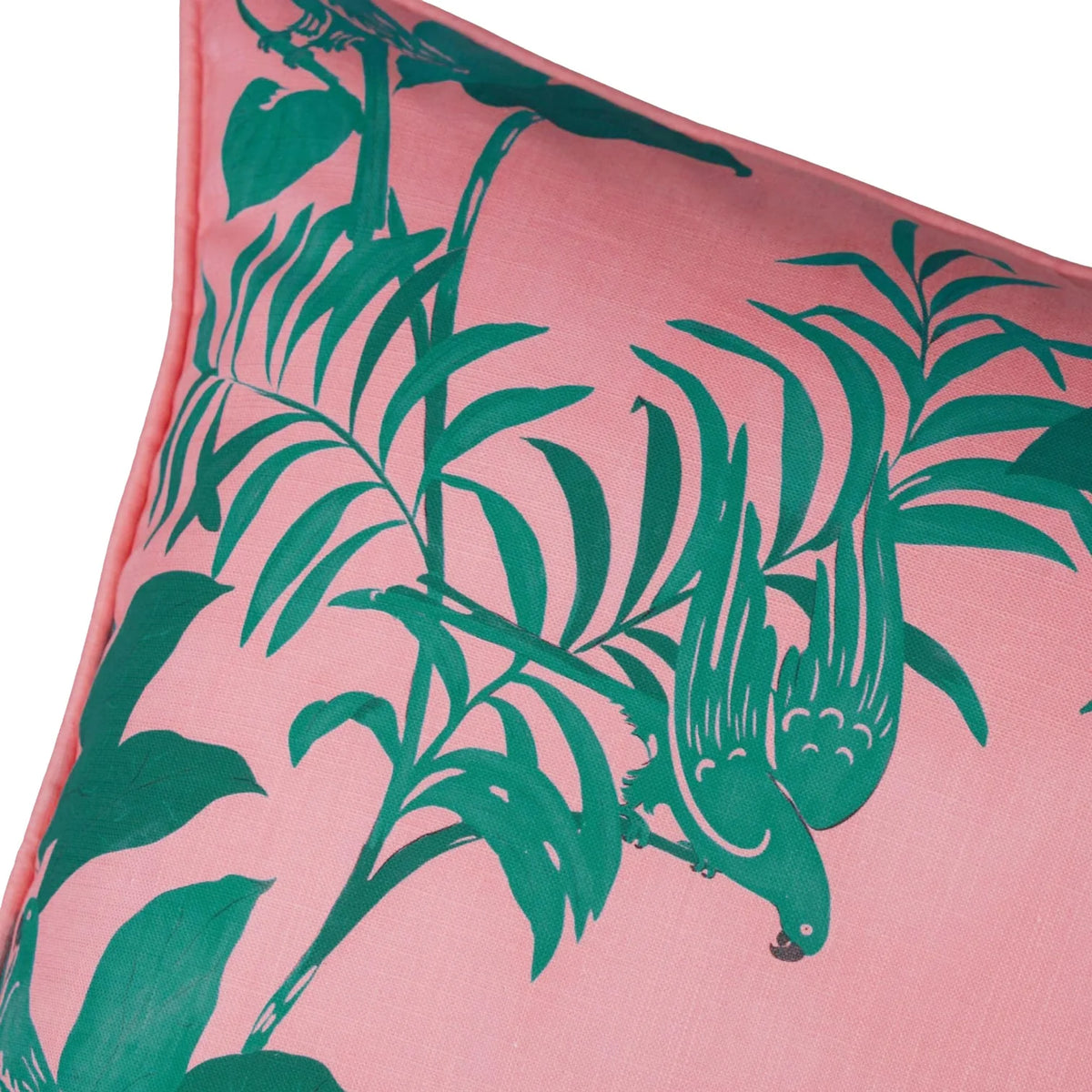 Parrots Pillow in Pink & Green