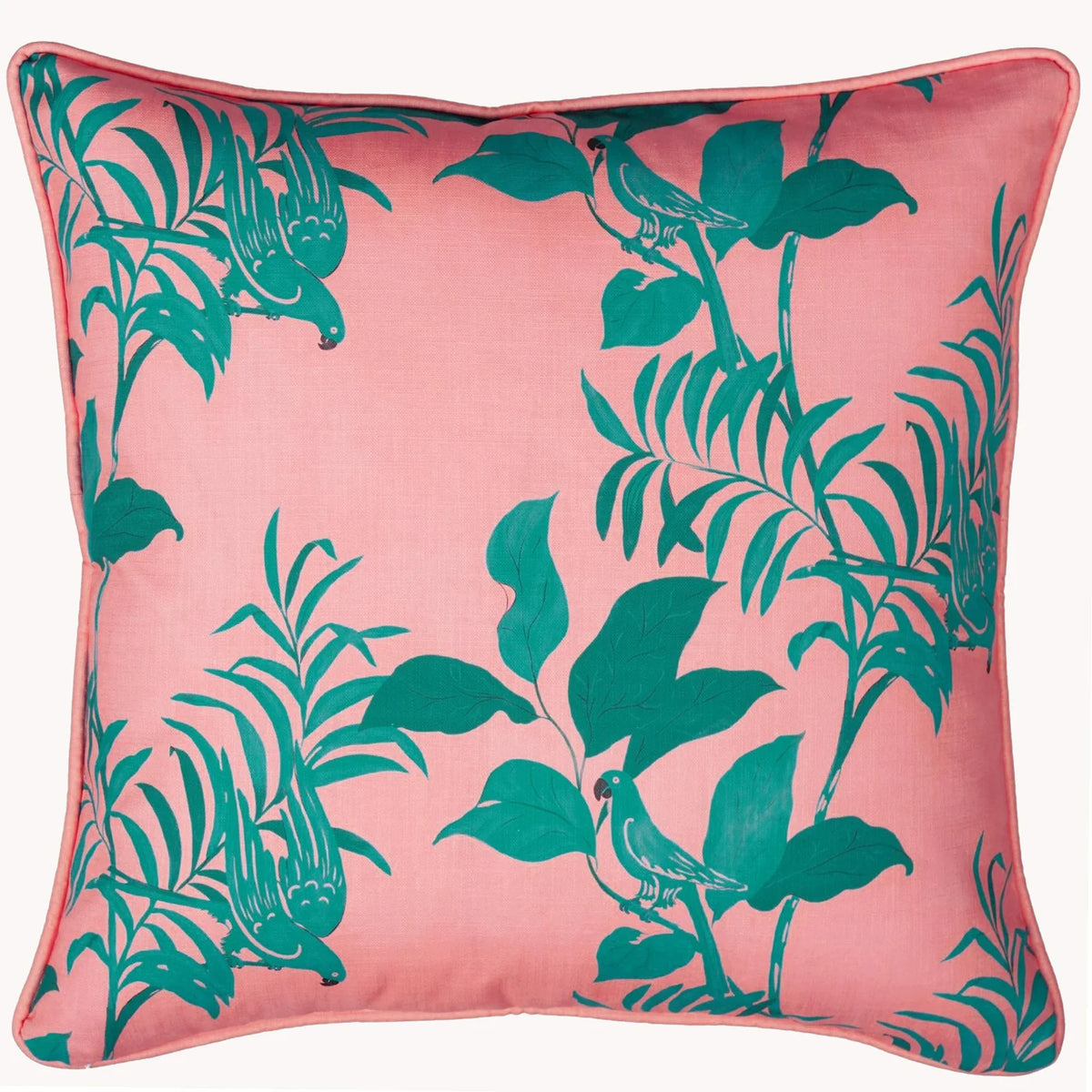 Parrots Pillow in Pink & Green