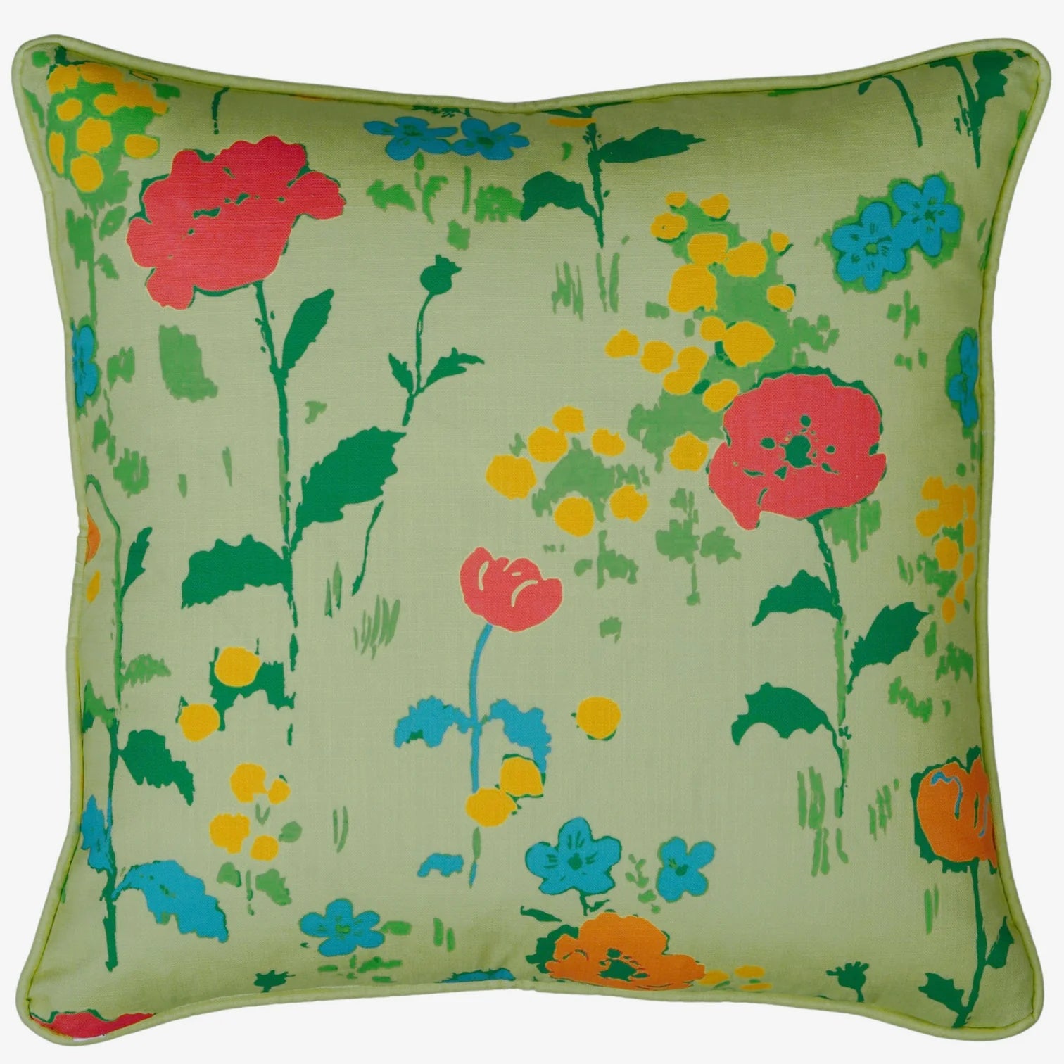 Poppies Pillow in Green