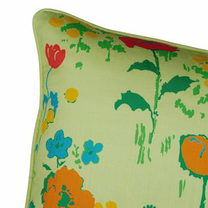 Poppies Pillow in Green