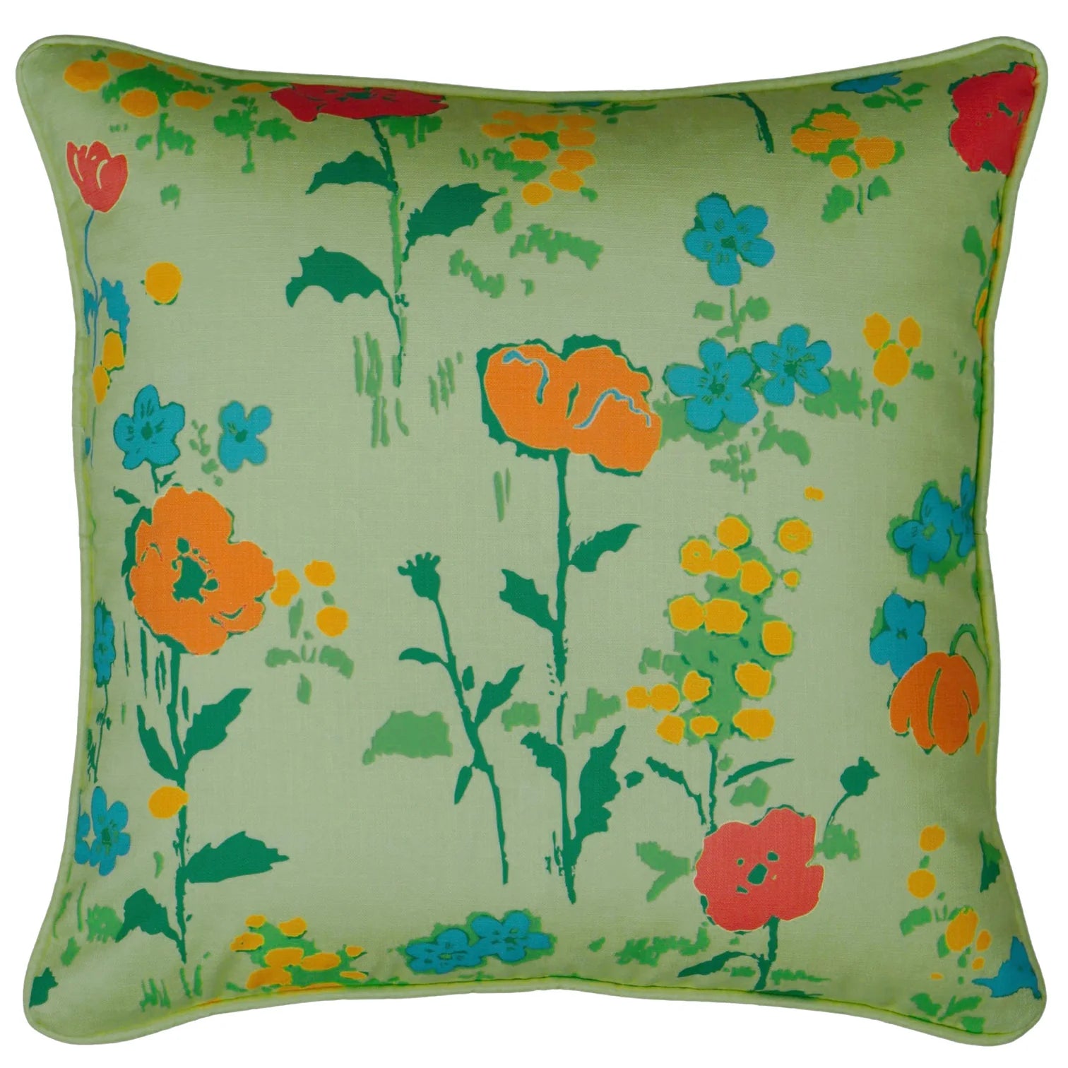 Poppies Pillow in Green