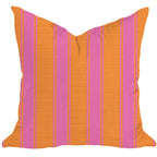Riviera Stripes Pillow in Tangerine & Pink Mauve