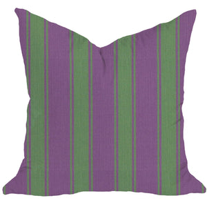 Riviera Stripes Pillow in Violet & Leaf