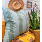 Riviera Stripes Pillow in Powder Blue & Moss