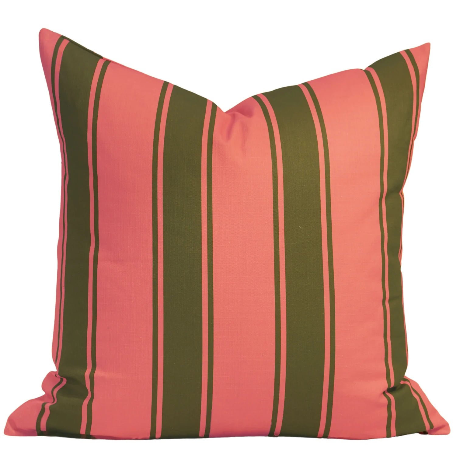 Riviera Stripes Pillow in Rose Pink & Olive Green