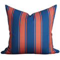 Riviera Stripes Pillow in Marine Blue & Coral
