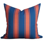 Riviera Stripes Pillow in Marine Blue & Coral