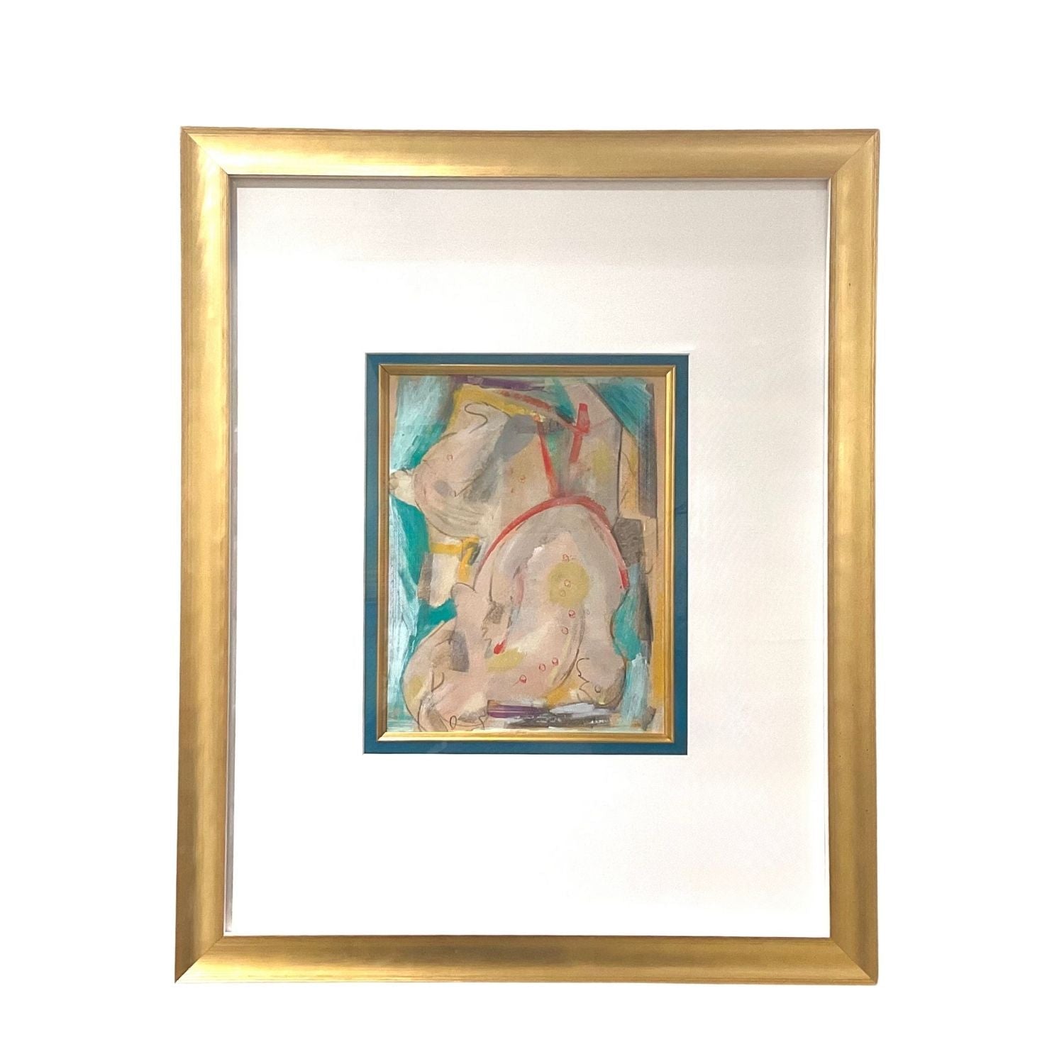 Walter Firpo Original Mixed Media on Paper. 2 Figures Embracing c.1950. New custom frame.