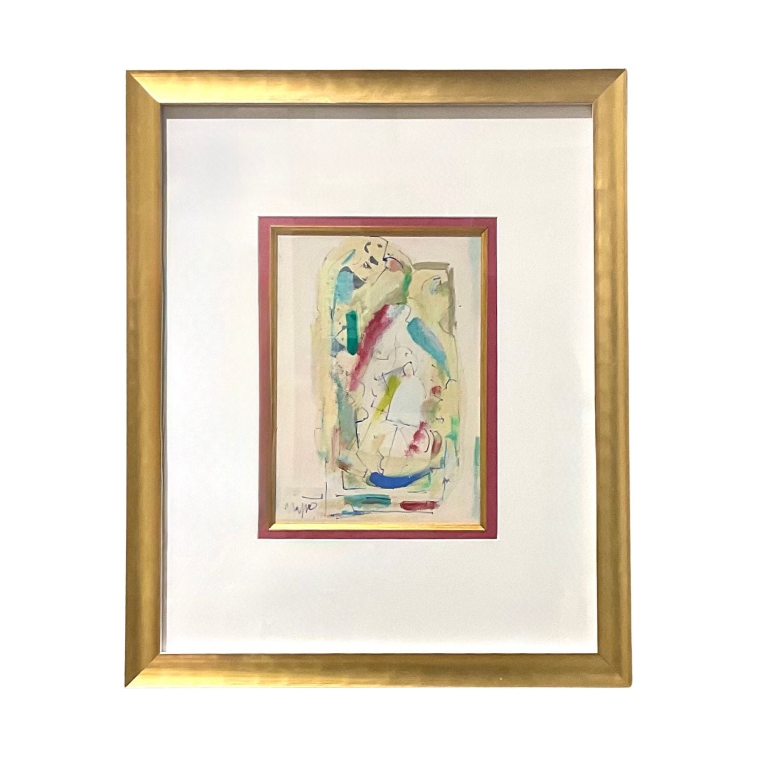 Walter Firpo Original Mixed Media on Paper, Arched Back Figure c.1950