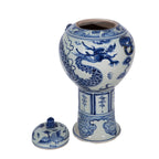 Tall Blue and White Porcelain Dragon Jar