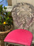 Palm Back Chairs w Fuchsia Seats -  Set of 8