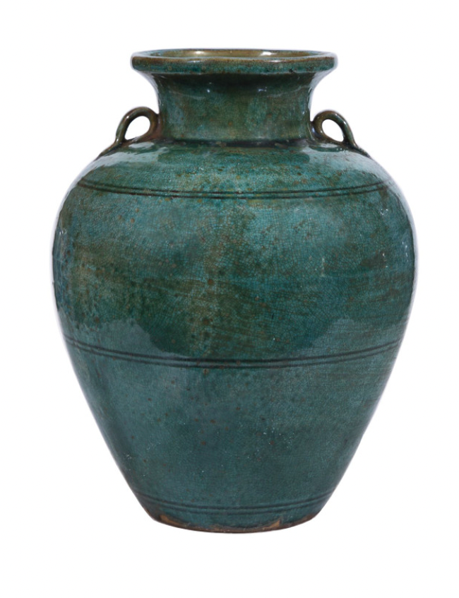 Green Double Ear Greek Jar