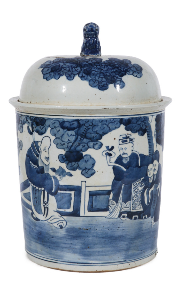 Blue & White Porcelain Ginger Jar - Wise Man Design Blue & White Porcelain Ginger Jar - Wise Man Design