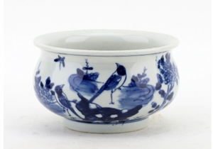 Blue & White Shallow Footed Bowl