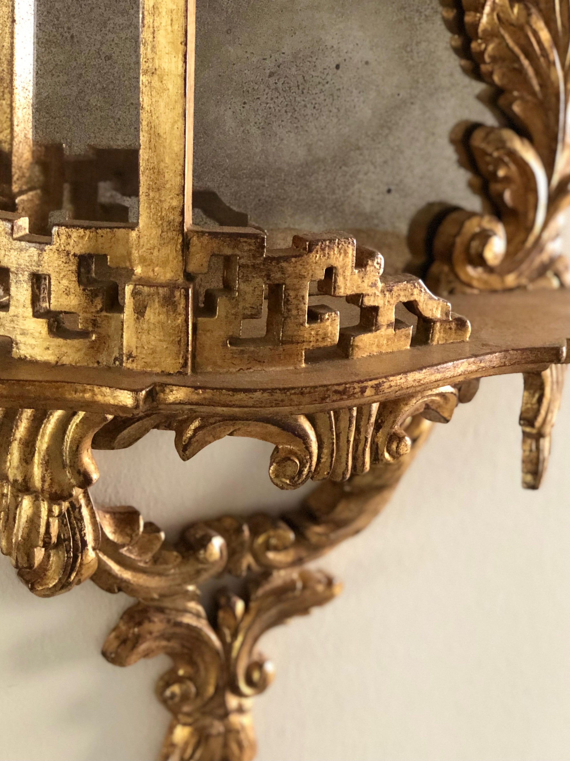 Pair Venetian Gilt and Mirrored Sconces