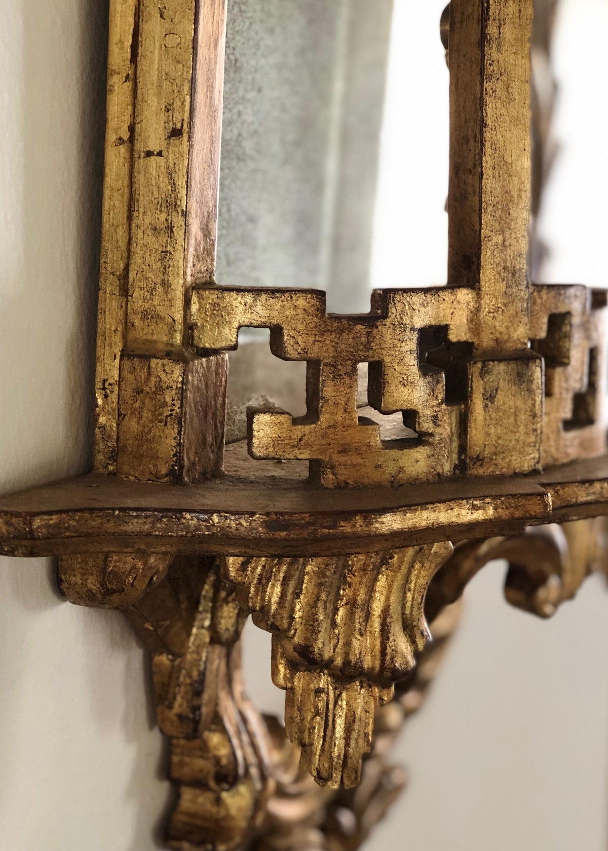 Pair Venetian Gilt & Mirrored Sconces