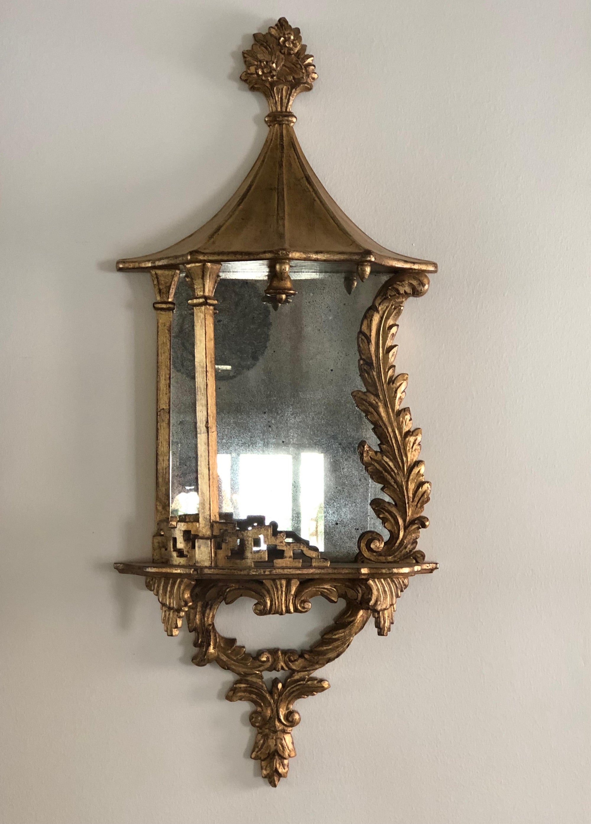 Pair Venetian Gilt and Mirrored Sconces